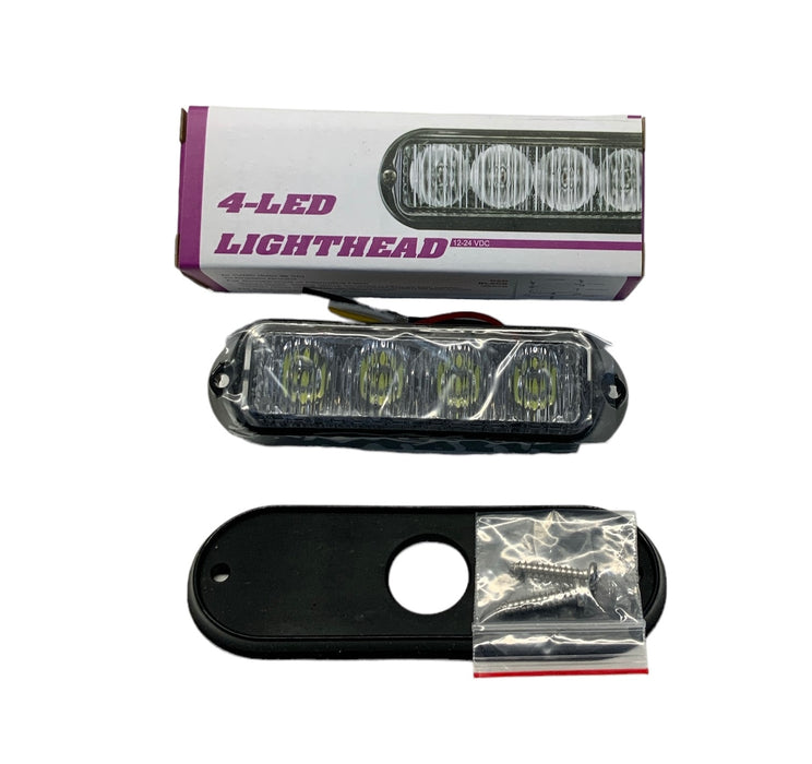 Axixtech 4 LED Lighthead Module, White LED, Black Flange 18 Flash Patterns LED-580-03