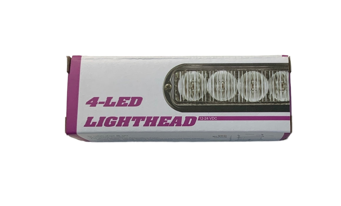 Axixtech 4 LED Lighthead Module, Red LED, Black Flange 18 Flash Patterns LED-578-03