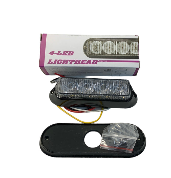 Axixtech 4 LED Lighthead Module, Red LED, Black Flange 18 Flash Patterns LED-578-03